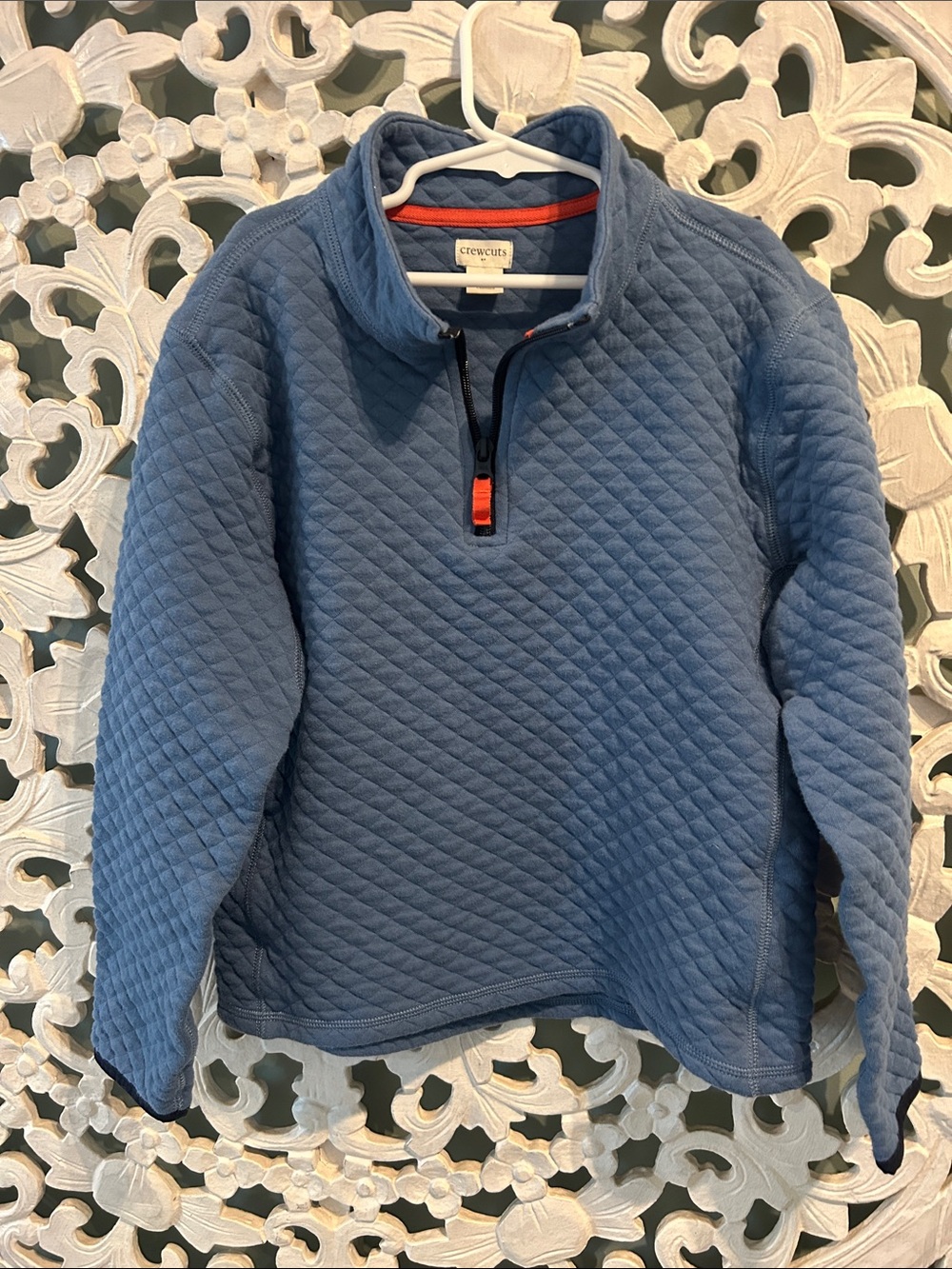 Crewcuts Quilted Blue Half-Zip Pullover with Contrast Zip Pull
